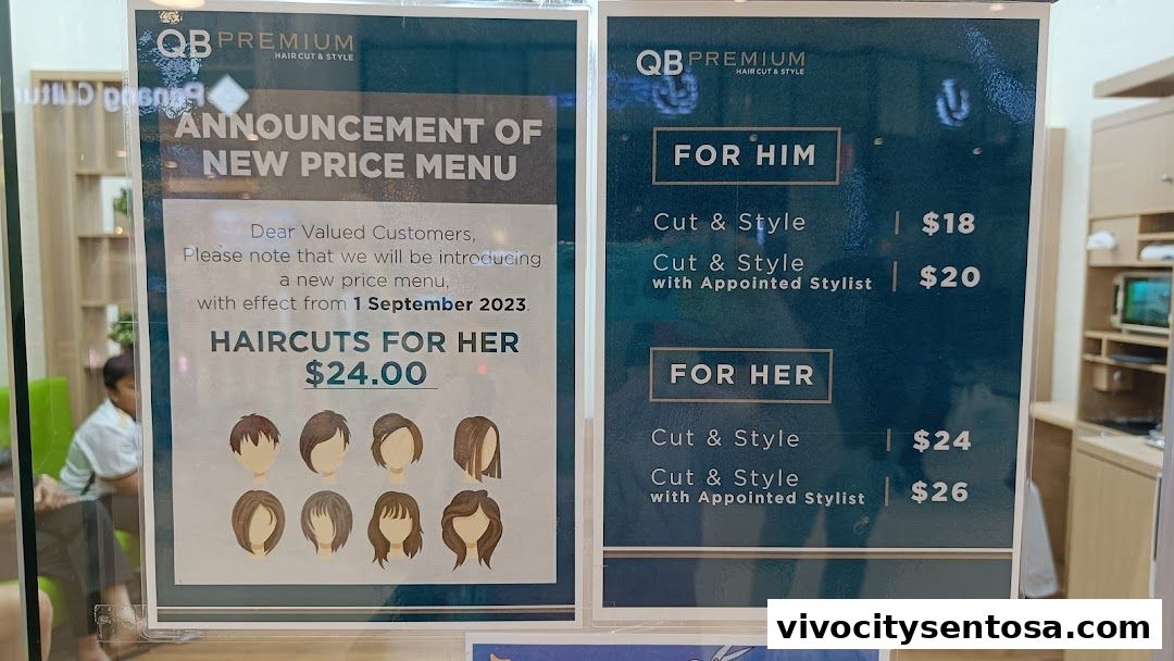 Menu page for QB HOUSE VivoCity