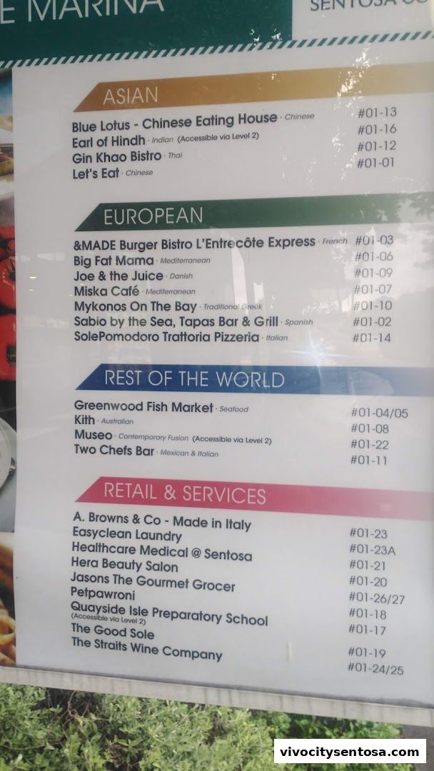 Menu page for Quayside Isle