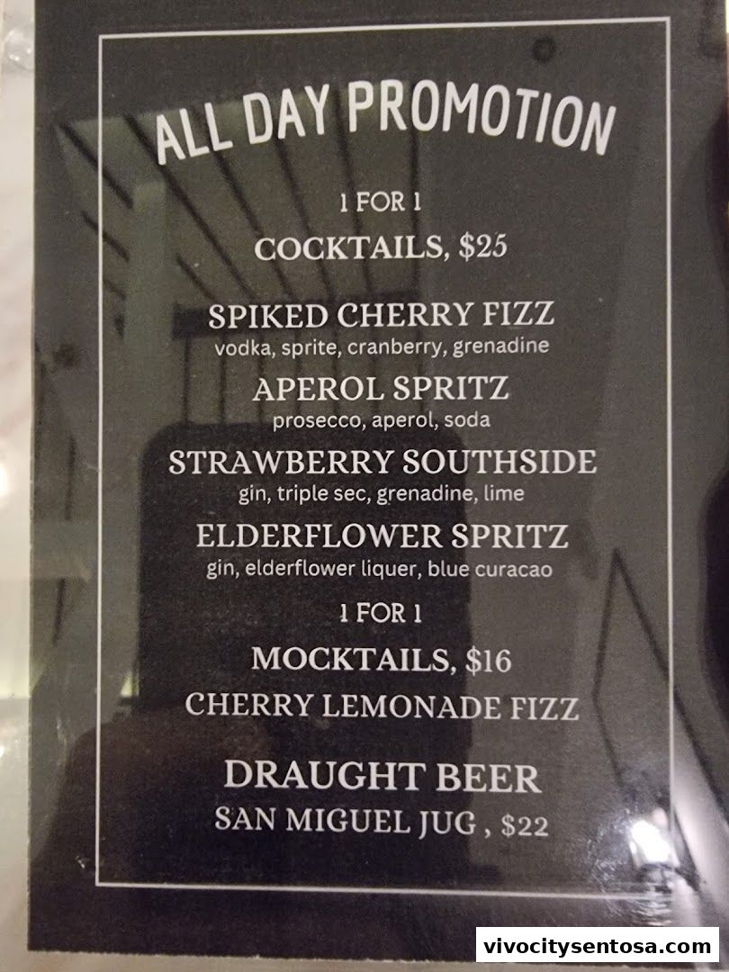 Menu page for Quentins Bar and Restaurant