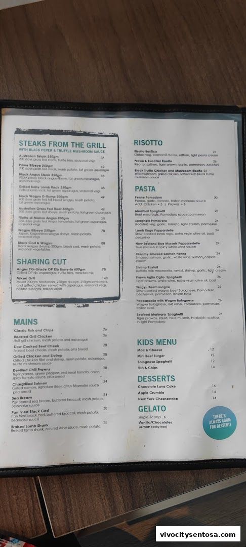 Menu page for Rock Bar Burger  Steakhouse