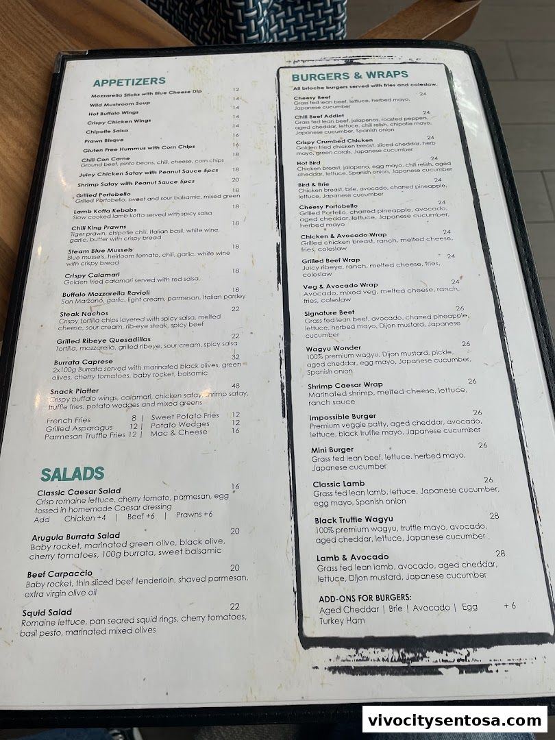 Menu page for Rock Bar Burger  Steakhouse