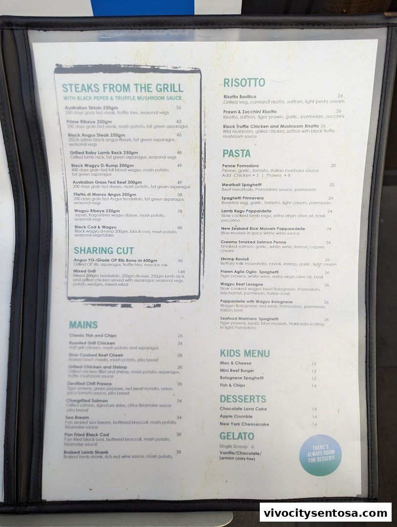 Menu page for Rock Bar Burger  Steakhouse