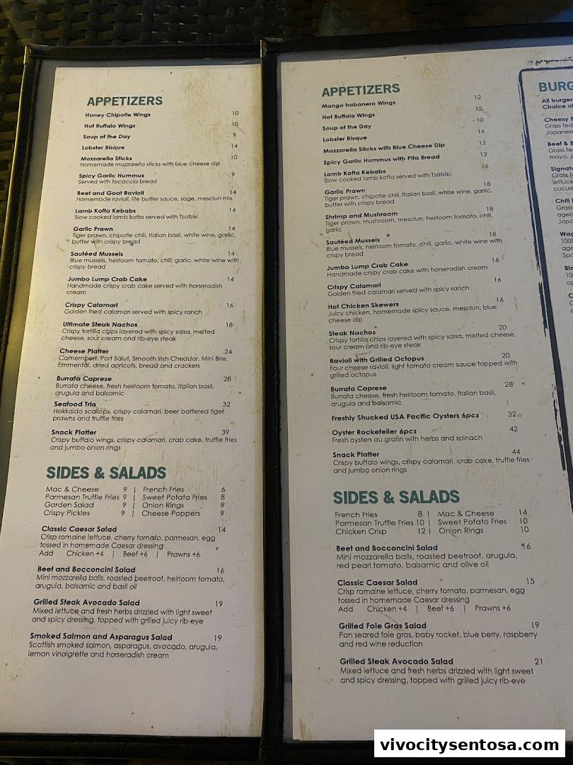 Menu page for Rock Bar Burger  Steakhouse