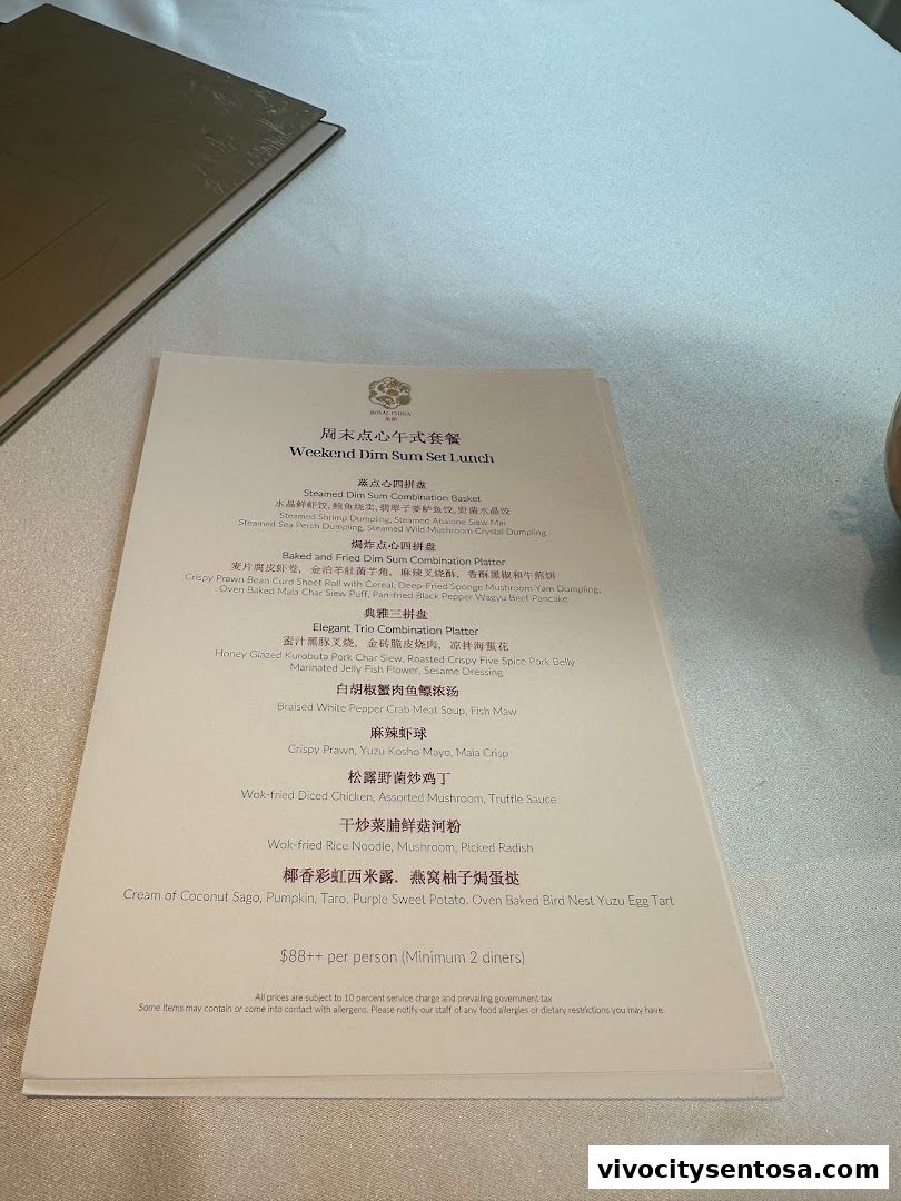 Menu page for ROYAL CHINA