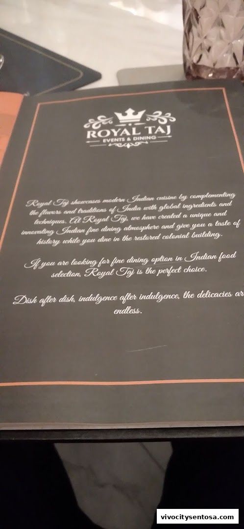 Menu page for Royal Taj  Village Hotel
