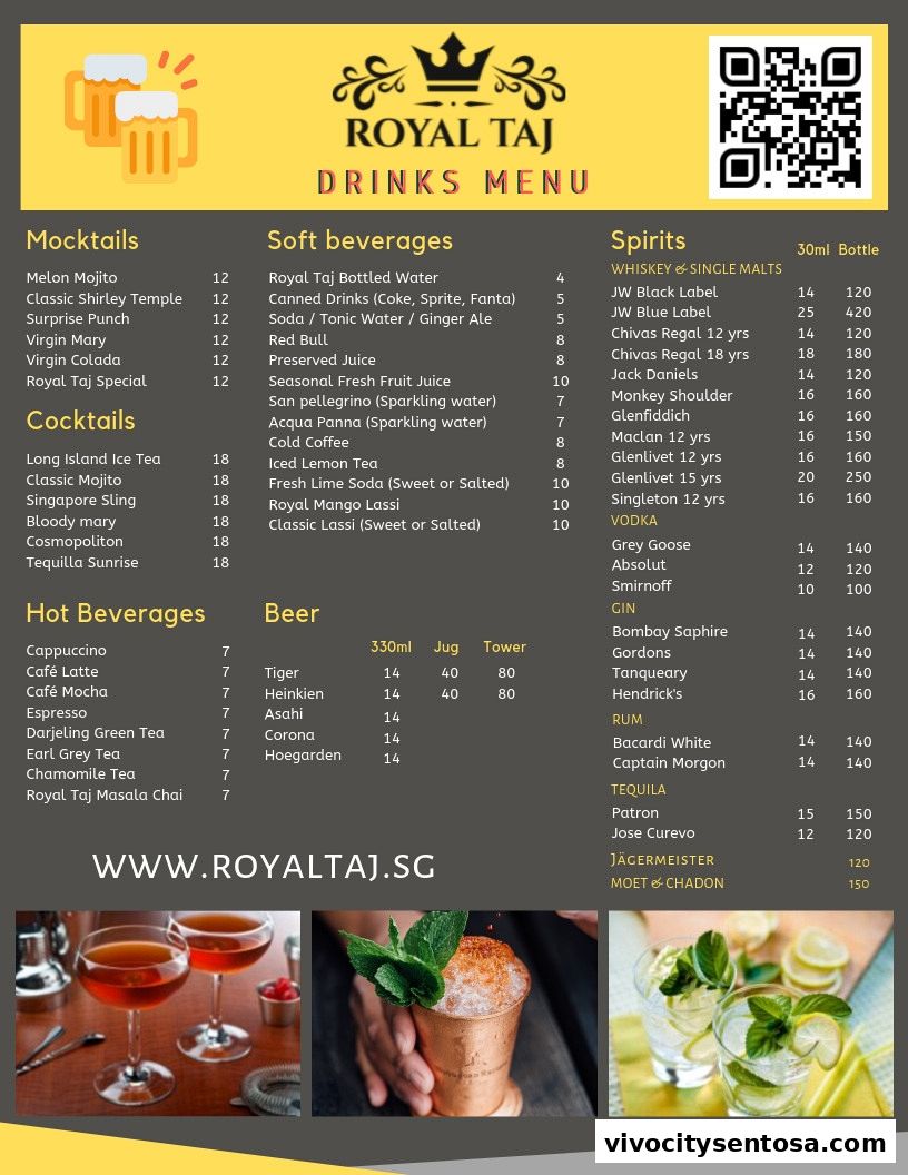 Menu page for Royal Taj  Village Hotel