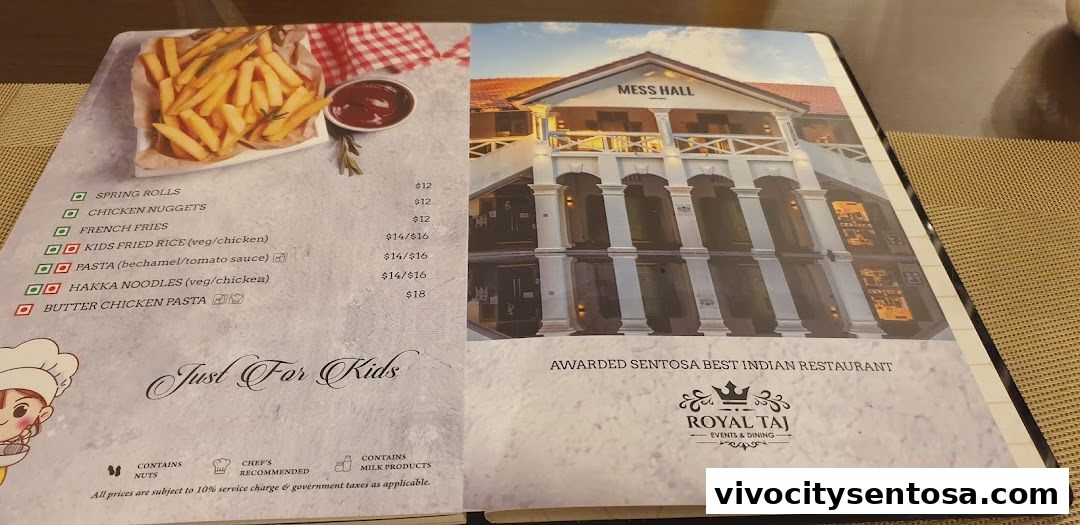 Menu page for Royal Taj  Village Hotel