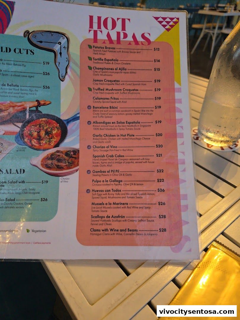 Menu page for Sabio by the Sea, Tapas Bar  Grill