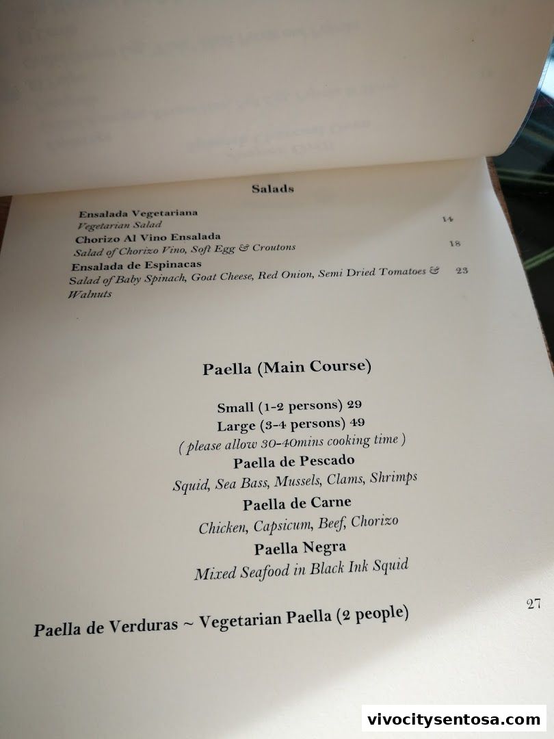 Menu page for Sabio by the Sea, Tapas Bar  Grill