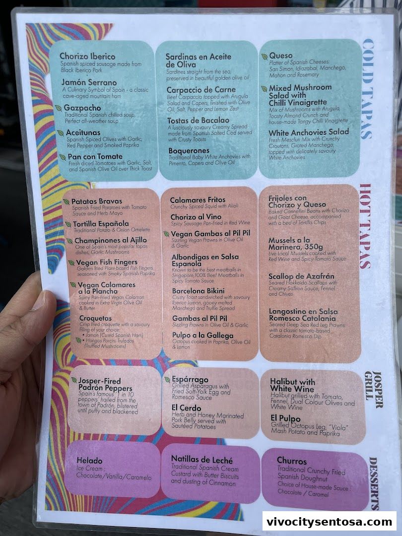 Menu page for Sabio by the Sea, Tapas Bar  Grill
