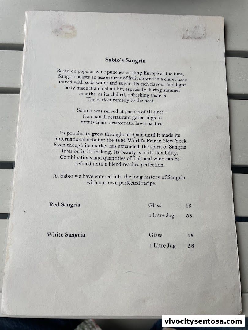 Menu page for Sabio by the Sea, Tapas Bar  Grill