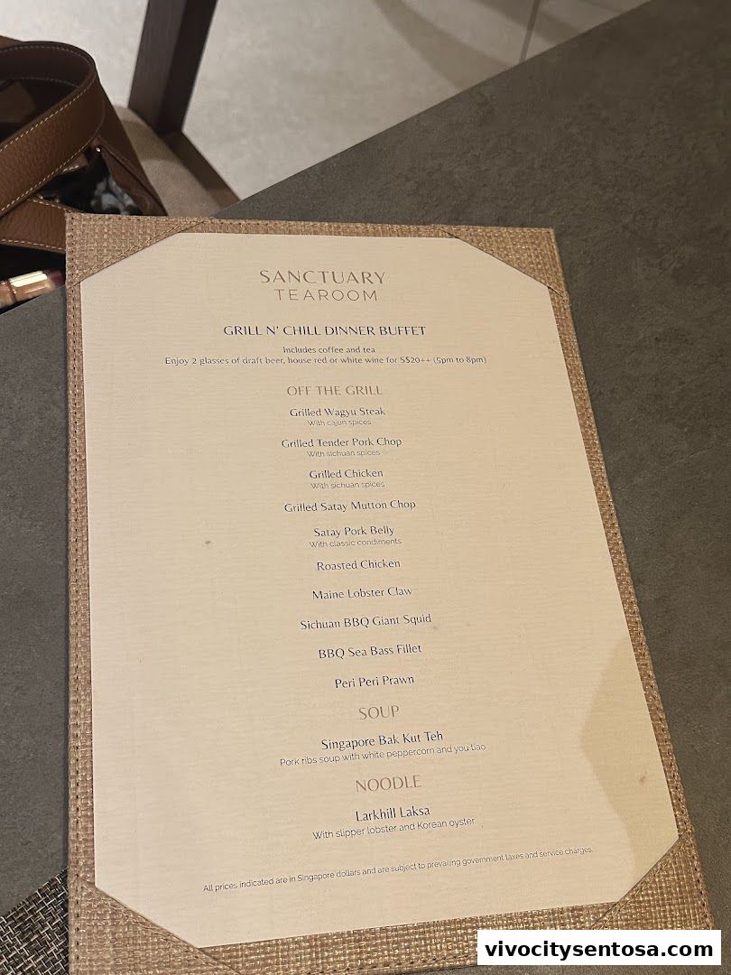 Menu page for Sanctuary Tearoom