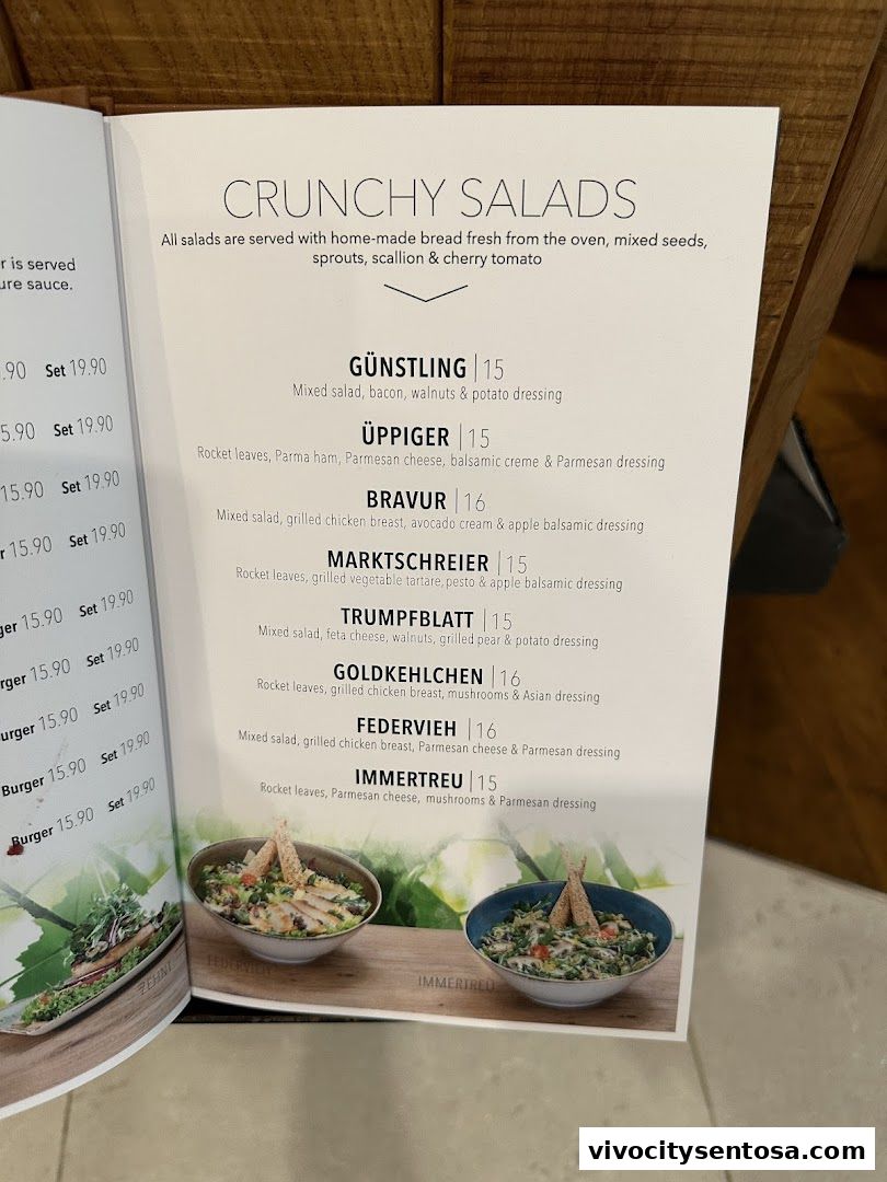 Menu page for SERVUS German Burger Grill  VIVOCITY