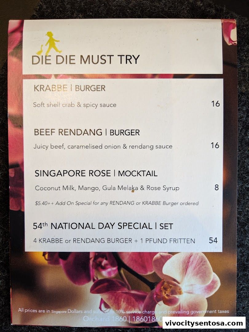 Menu page for SERVUS German Burger Grill  VIVOCITY