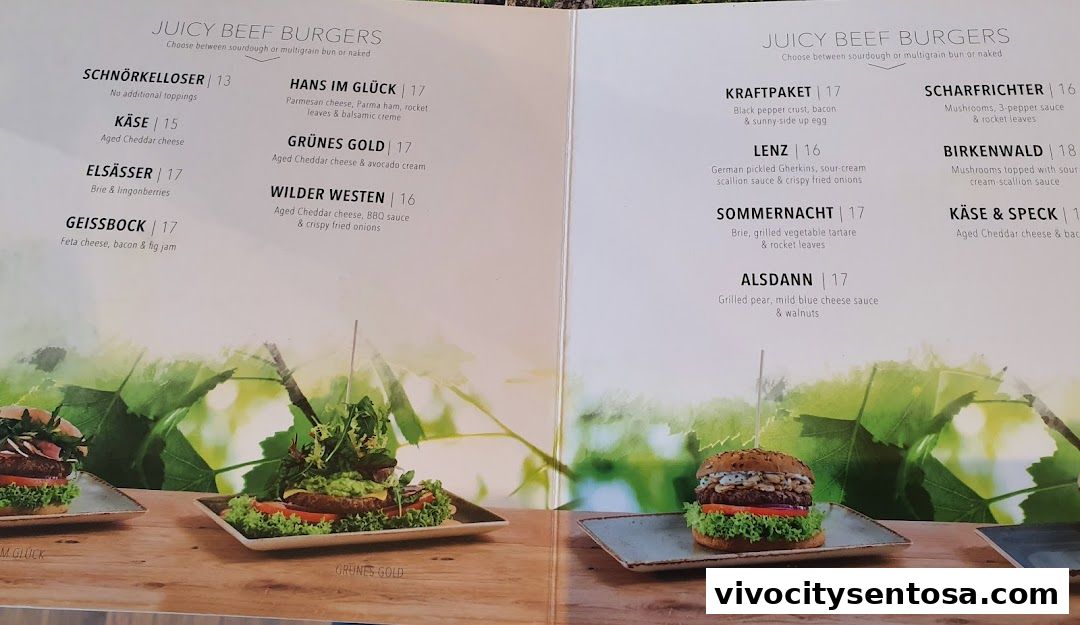 Menu page for SERVUS German Burger Grill  VIVOCITY