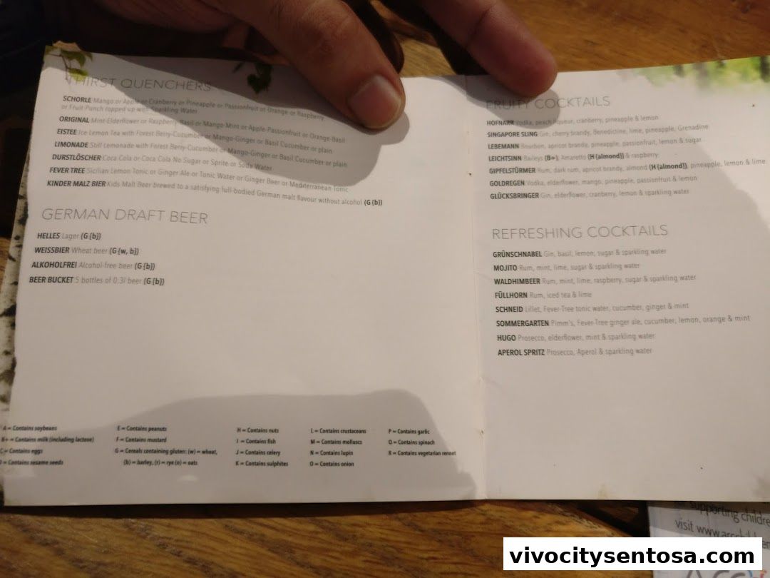 Menu page for SERVUS German Burger Grill  VIVOCITY