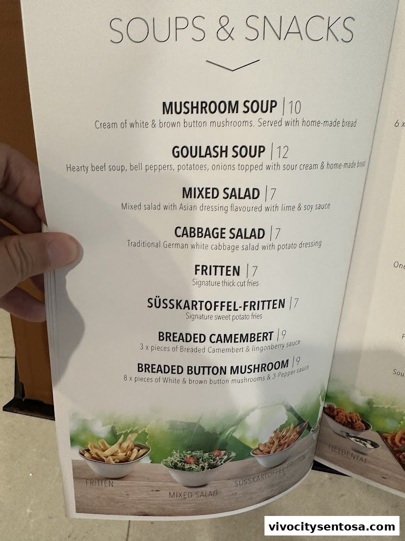 Menu page for SERVUS German Burger Grill  VIVOCITY