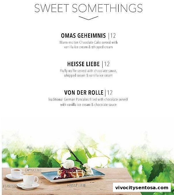 Menu page for SERVUS German Burger Grill  VIVOCITY