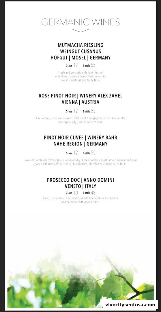Menu page for SERVUS German Burger Grill  VIVOCITY