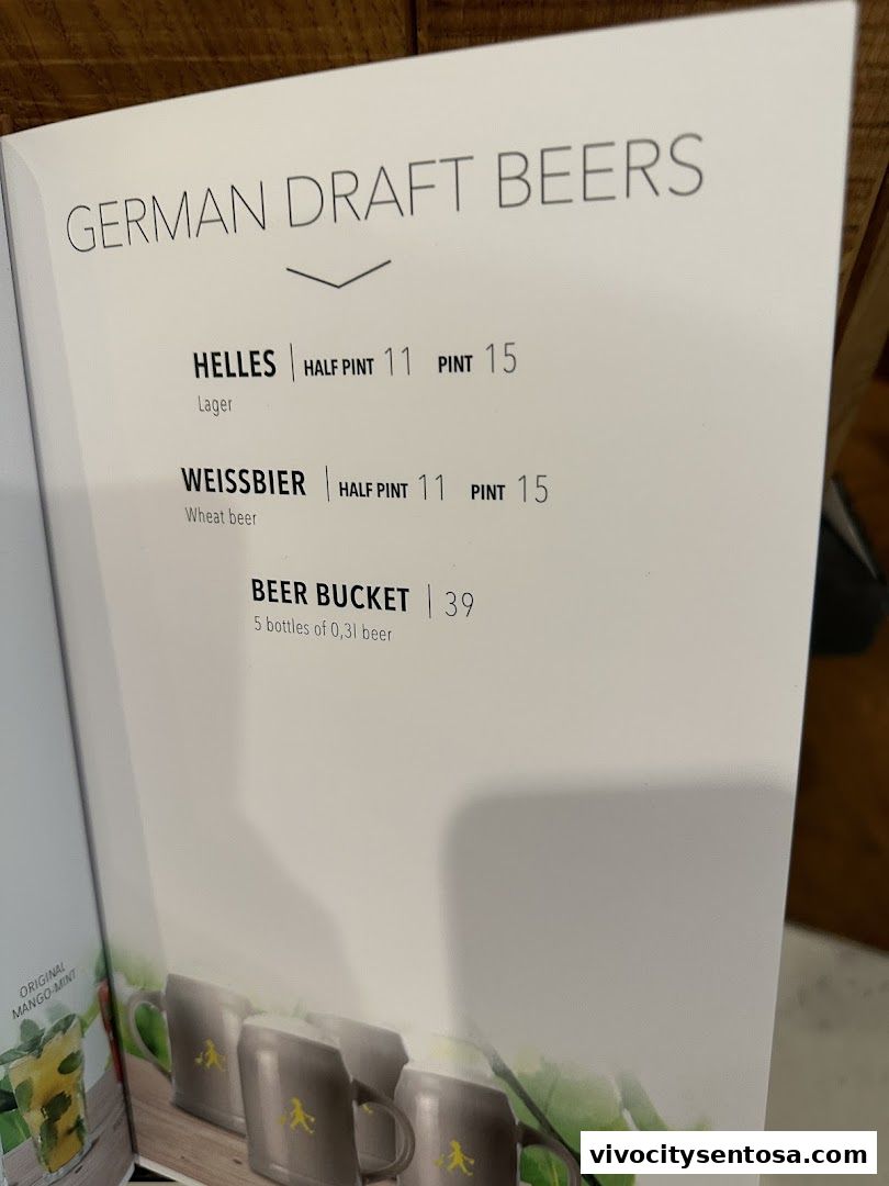 Menu page for SERVUS German Burger Grill  VIVOCITY