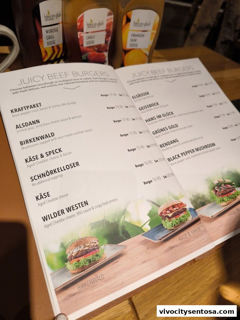 Menu page for SERVUS German Burger Grill  VIVOCITY