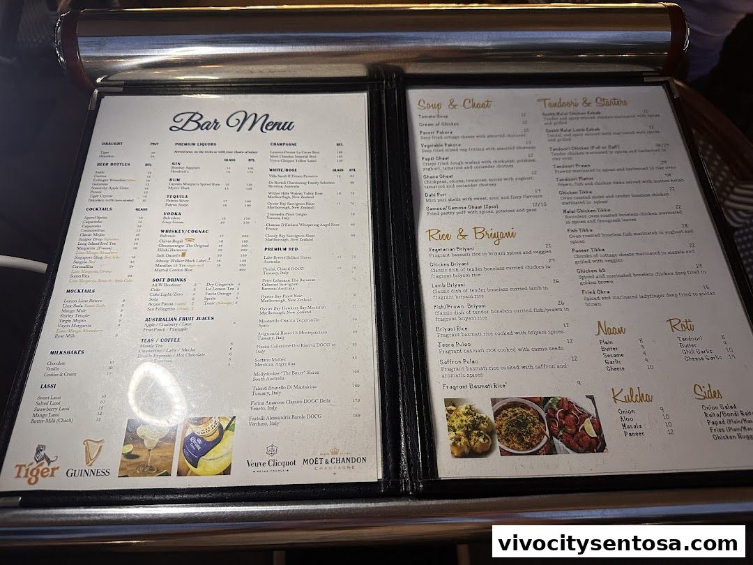 Menu page for Shaan North Indian Restaurant