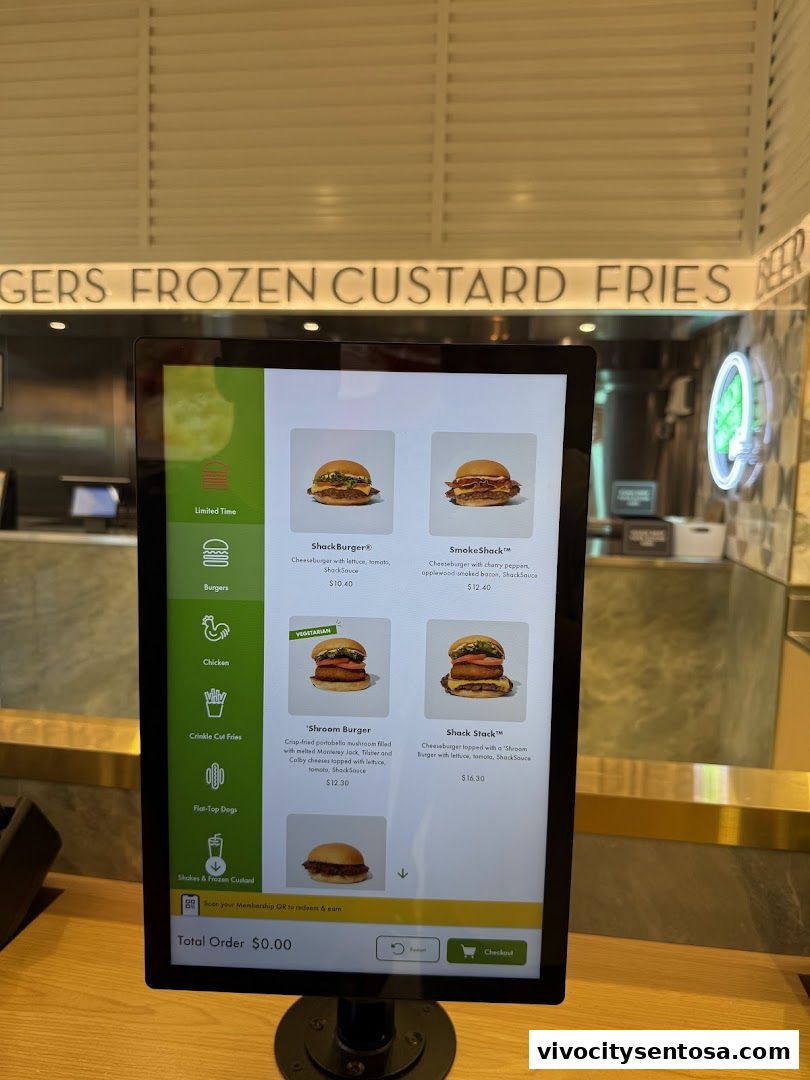 Menu page for Shake Shack Sentosa