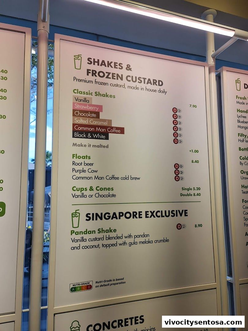 Menu page for Shake Shack Sentosa