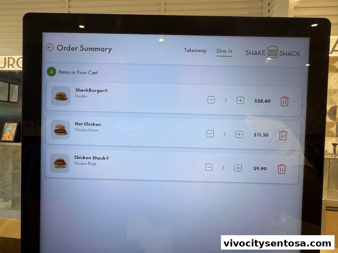 Menu page for Shake Shack Sentosa