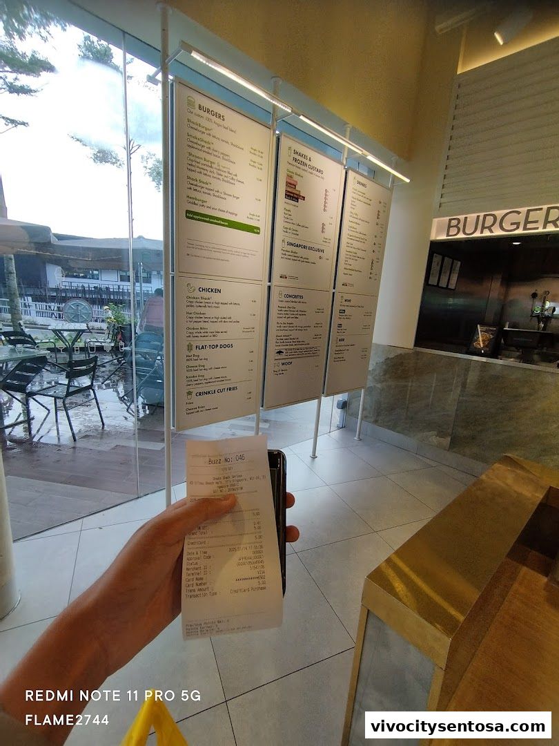 Menu page for Shake Shack Sentosa