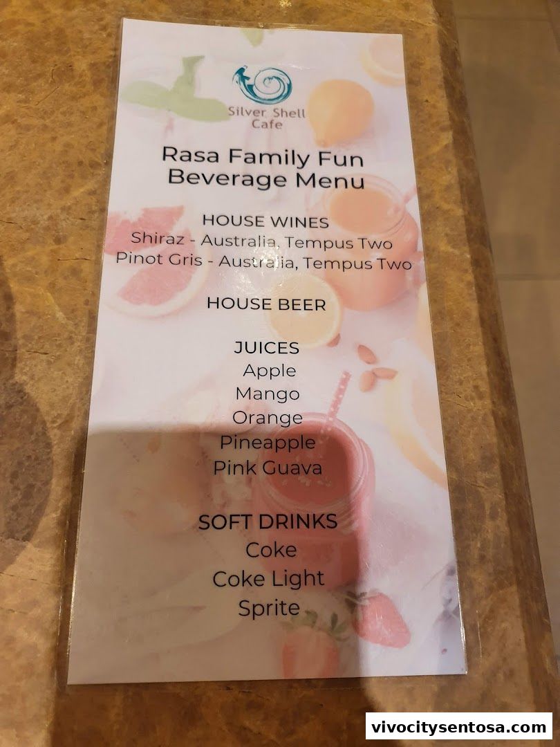 Menu page for Silver Shell Cafe