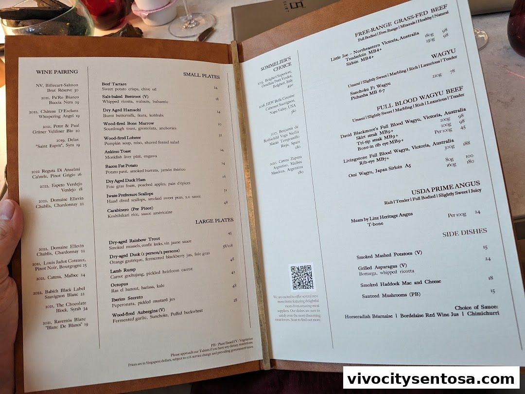Menu page for SKIRT Restaurant