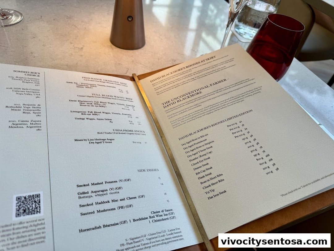 Menu page for SKIRT Restaurant