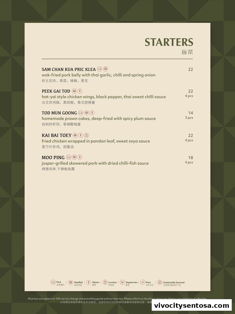 Menu page for Soi Social
