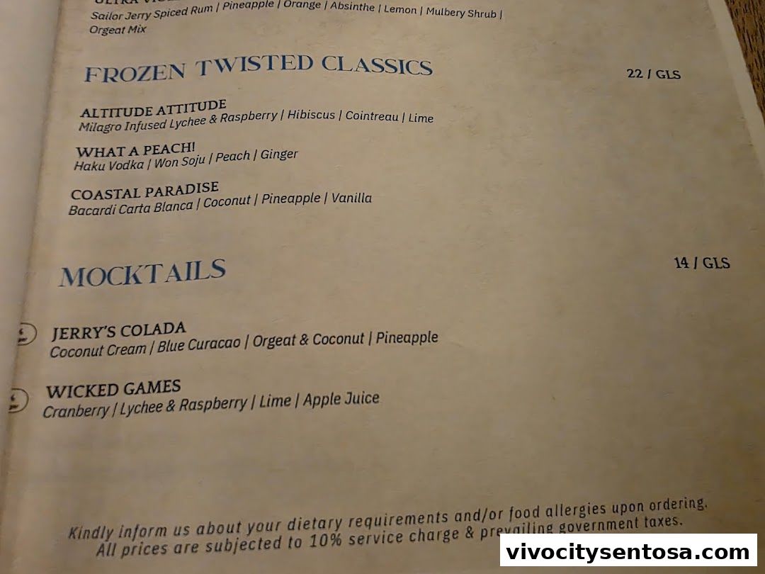 Menu page for Sol  Ora