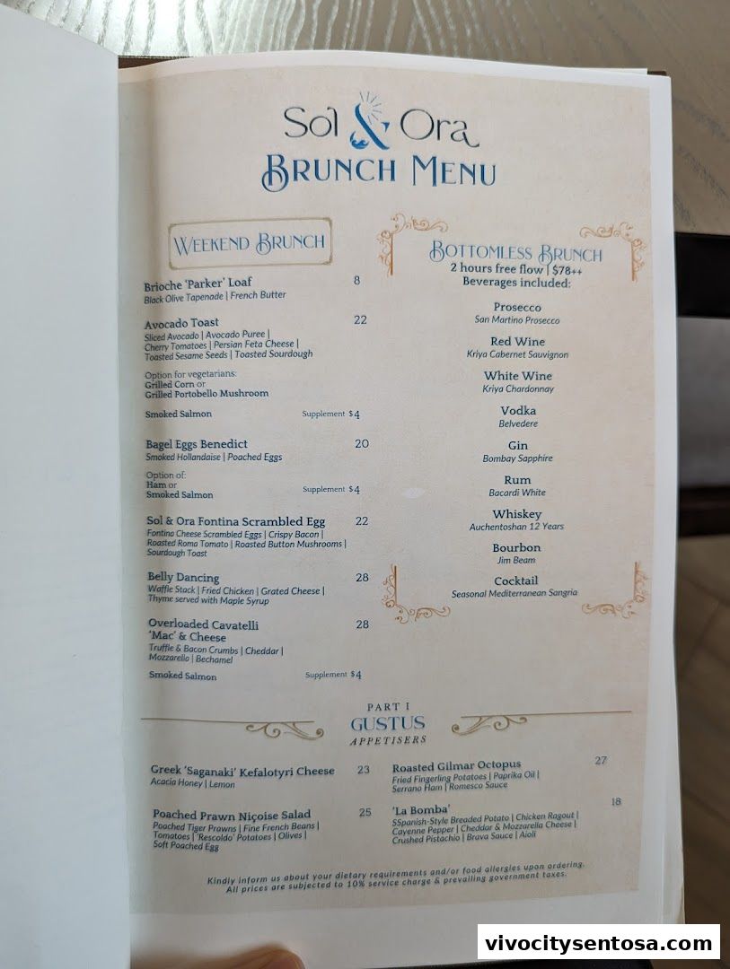 Menu page for Sol  Ora