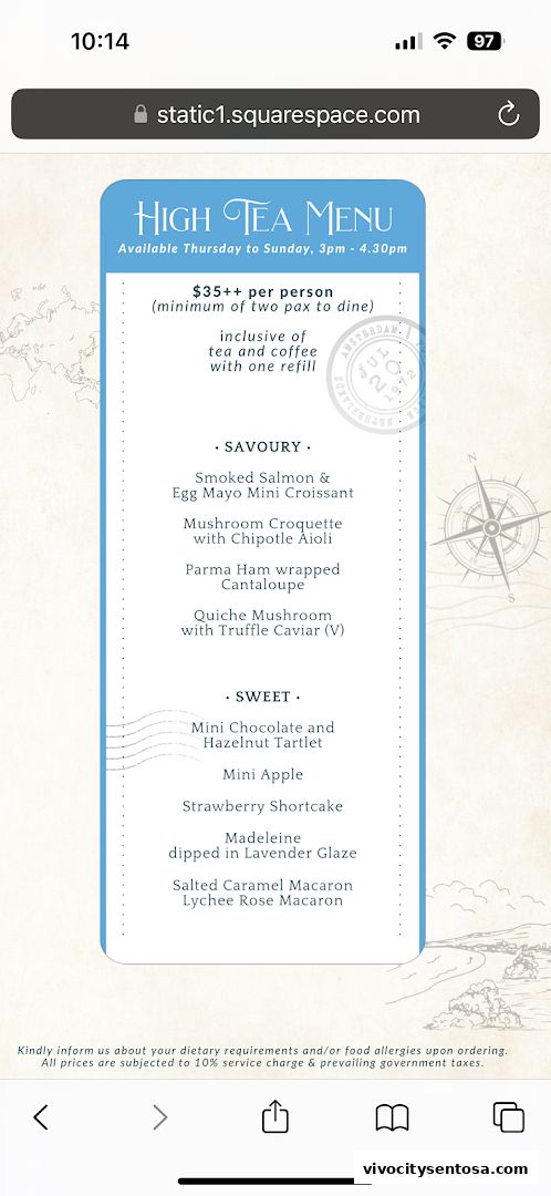 Menu page for Sol  Ora