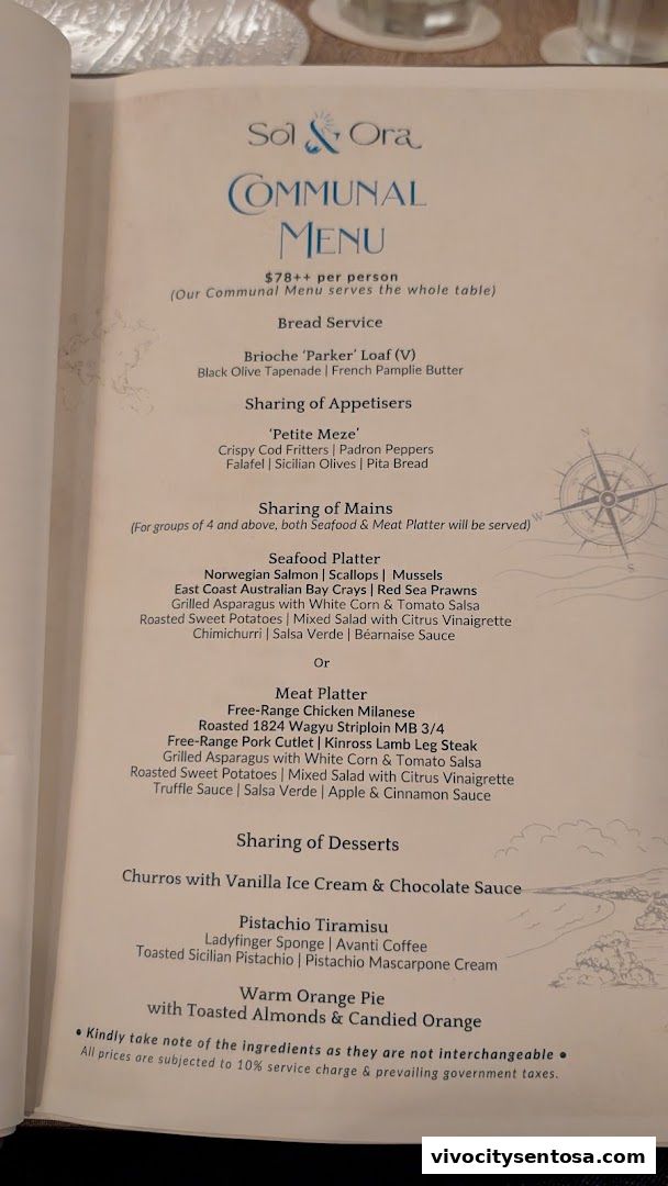 Menu page for Sol  Ora