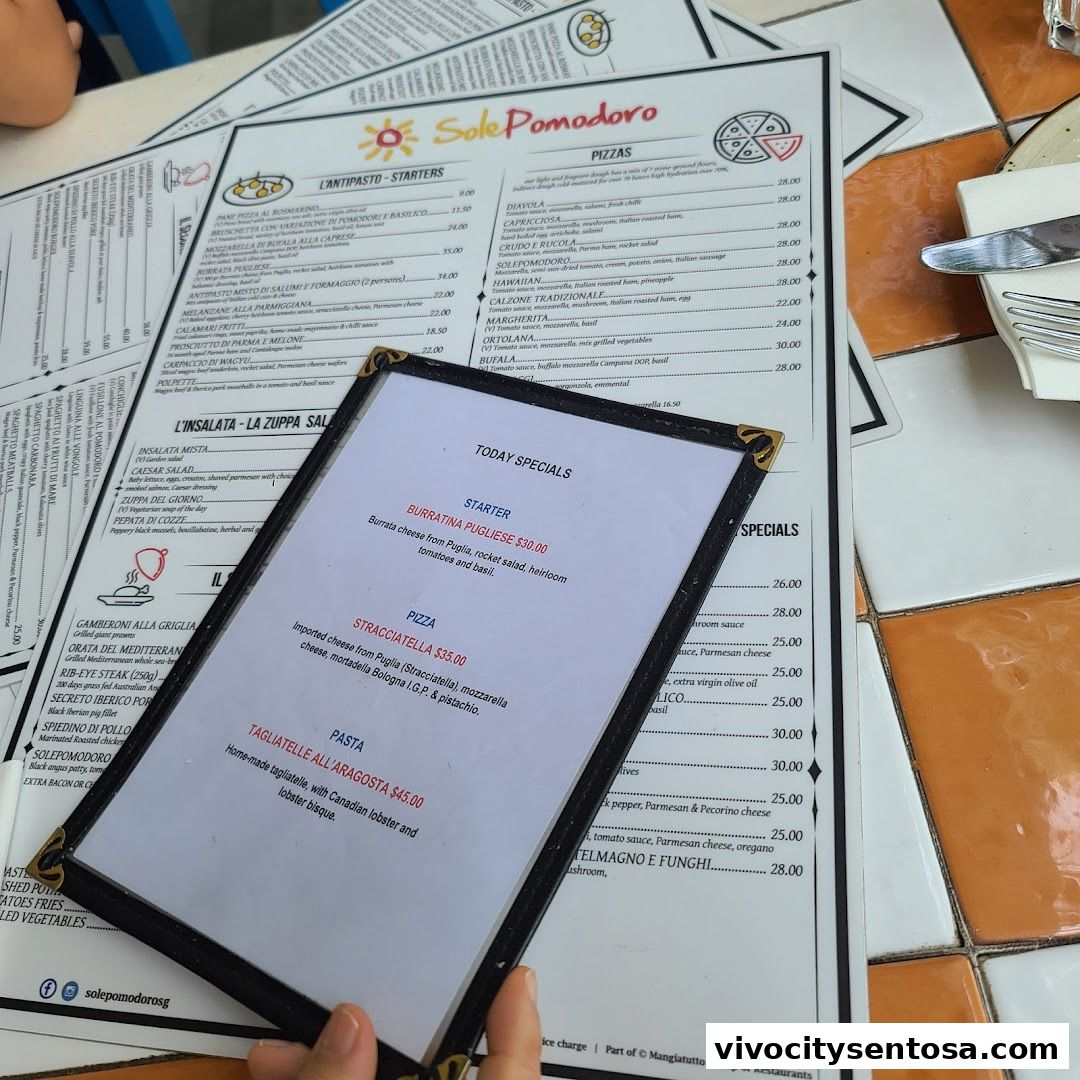 Menu page for SolePomodoro Trattoria Pizzeria