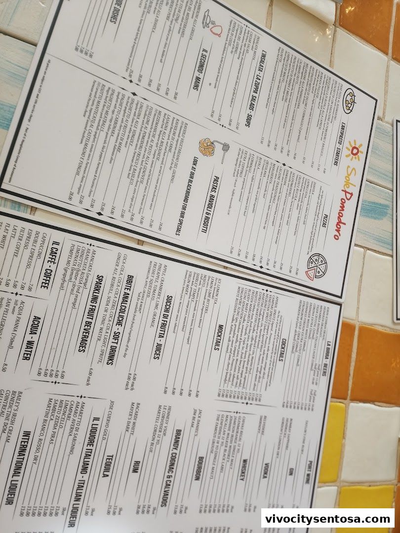 Menu page for SolePomodoro Trattoria Pizzeria