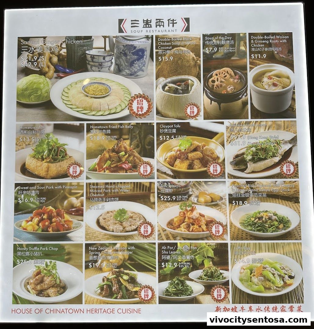 Menu page for Soup Restaurant 三盅两件 - VivoCity