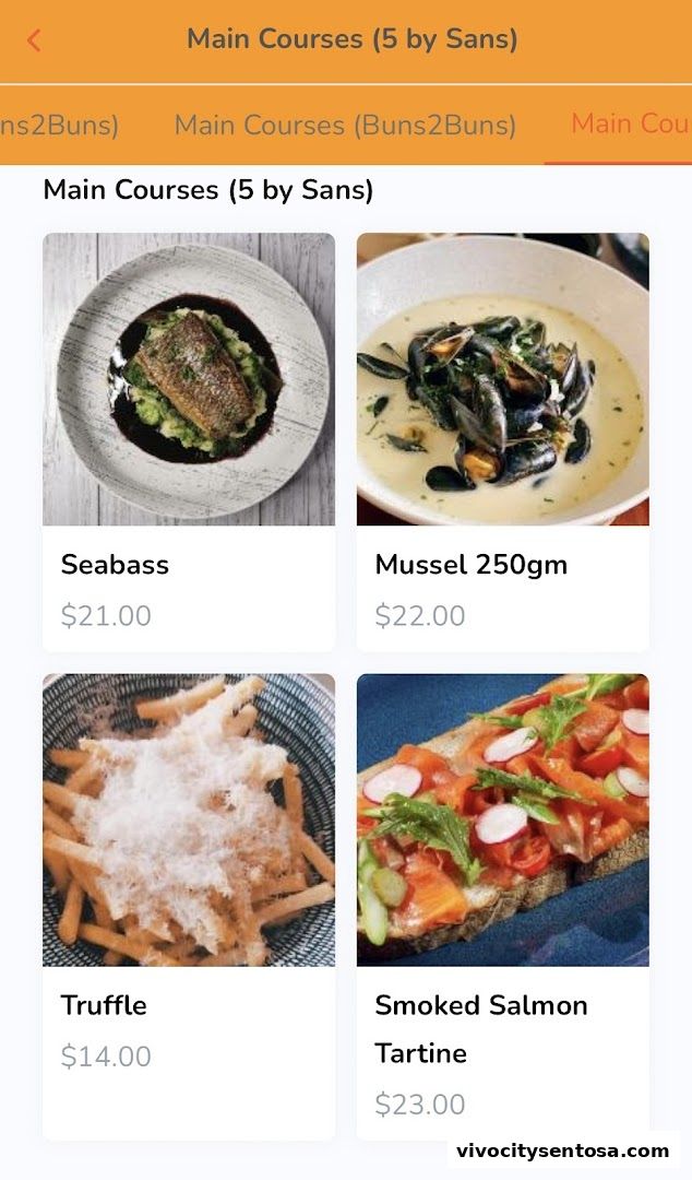 Menu page for Southside Interim Market Replaced By Market Hall Sentosa