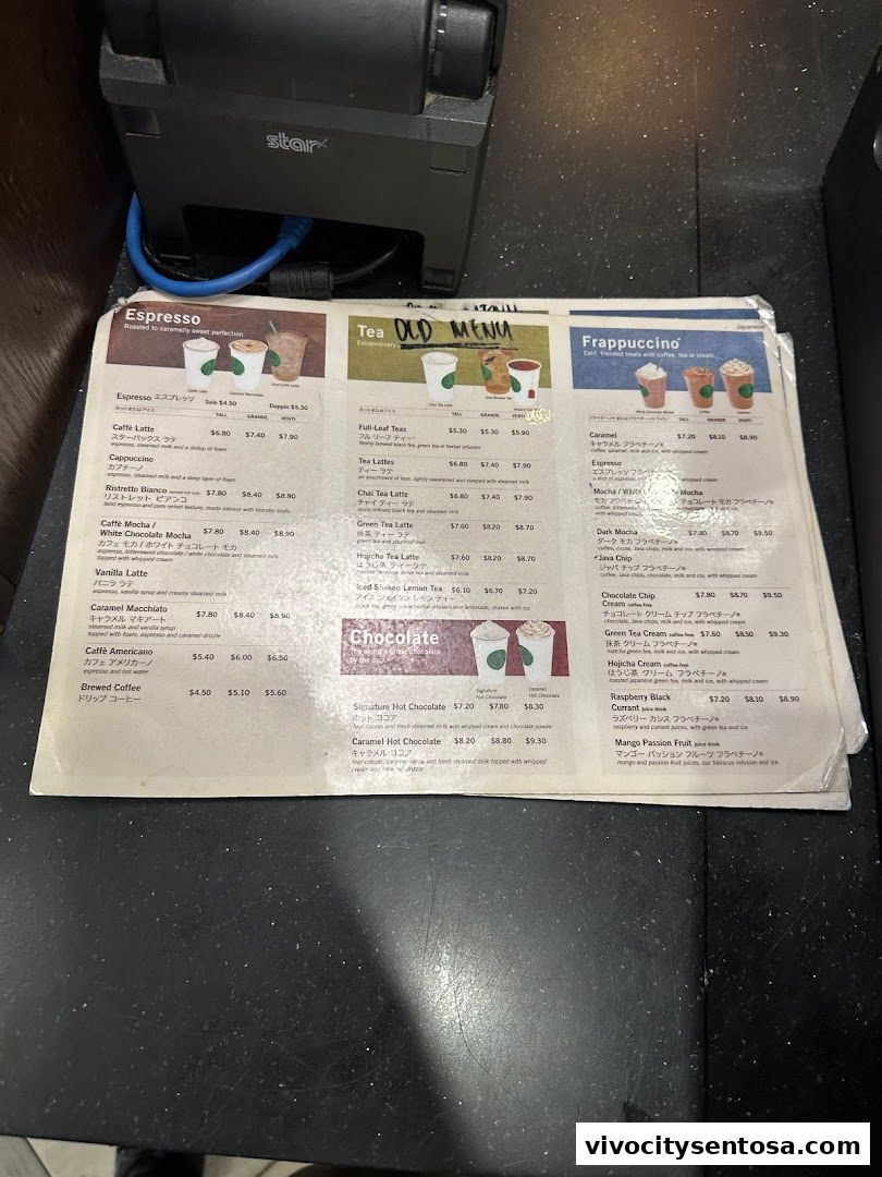 Menu page for Starbucks Universal Studios Singapore