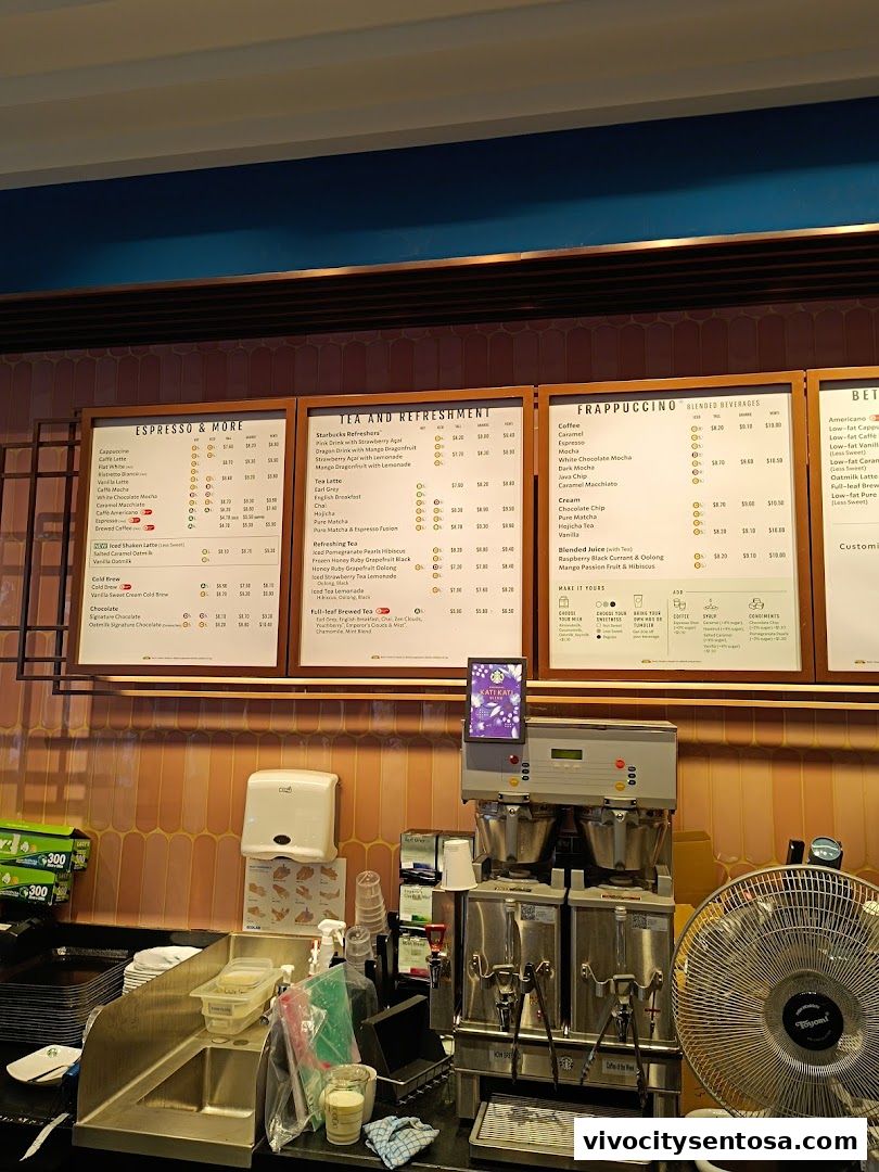 Menu page for Starbucks Universal Studios Singapore