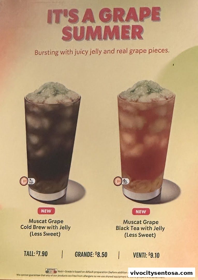 Menu page for Starbucks VivoCity