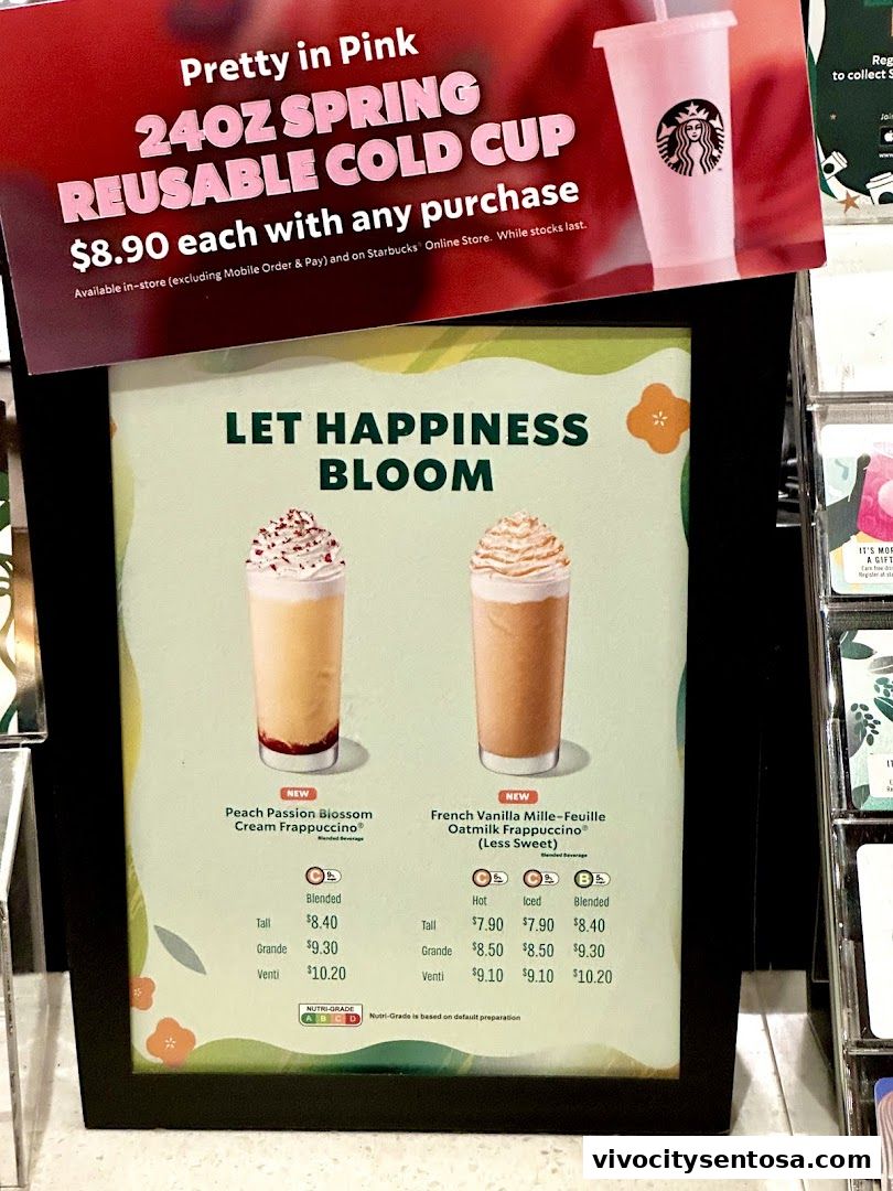 Menu page for Starbucks VivoCity