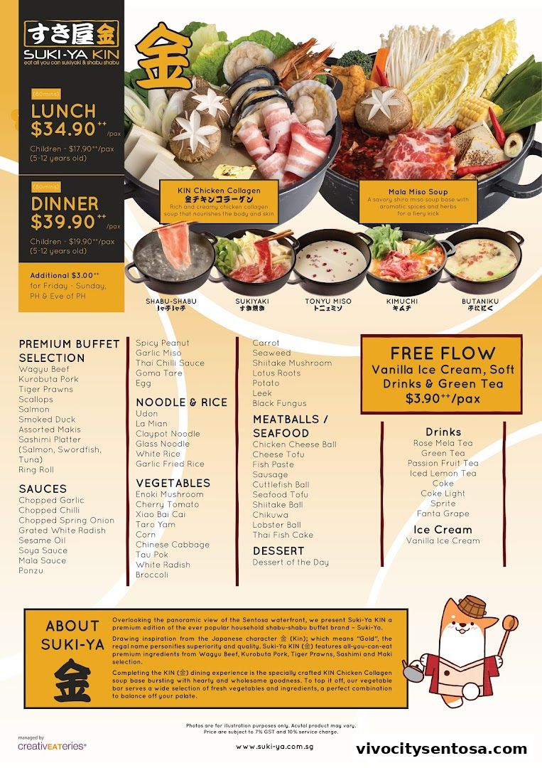 Menu page for Suki-Ya at VivoCity