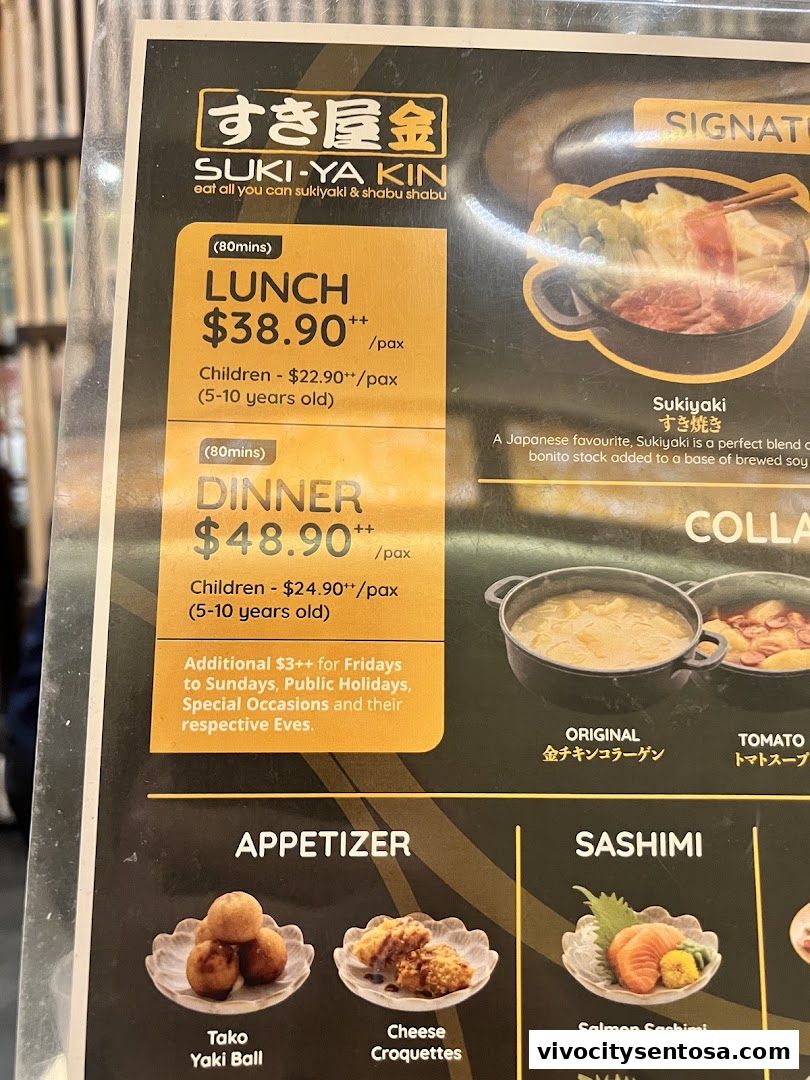 Menu page for Suki-Ya at VivoCity