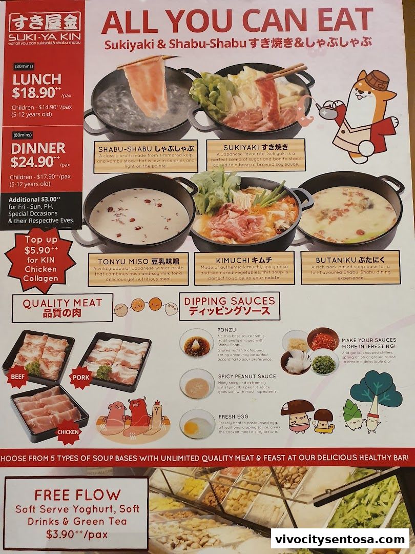 Menu page for Suki-Ya at VivoCity