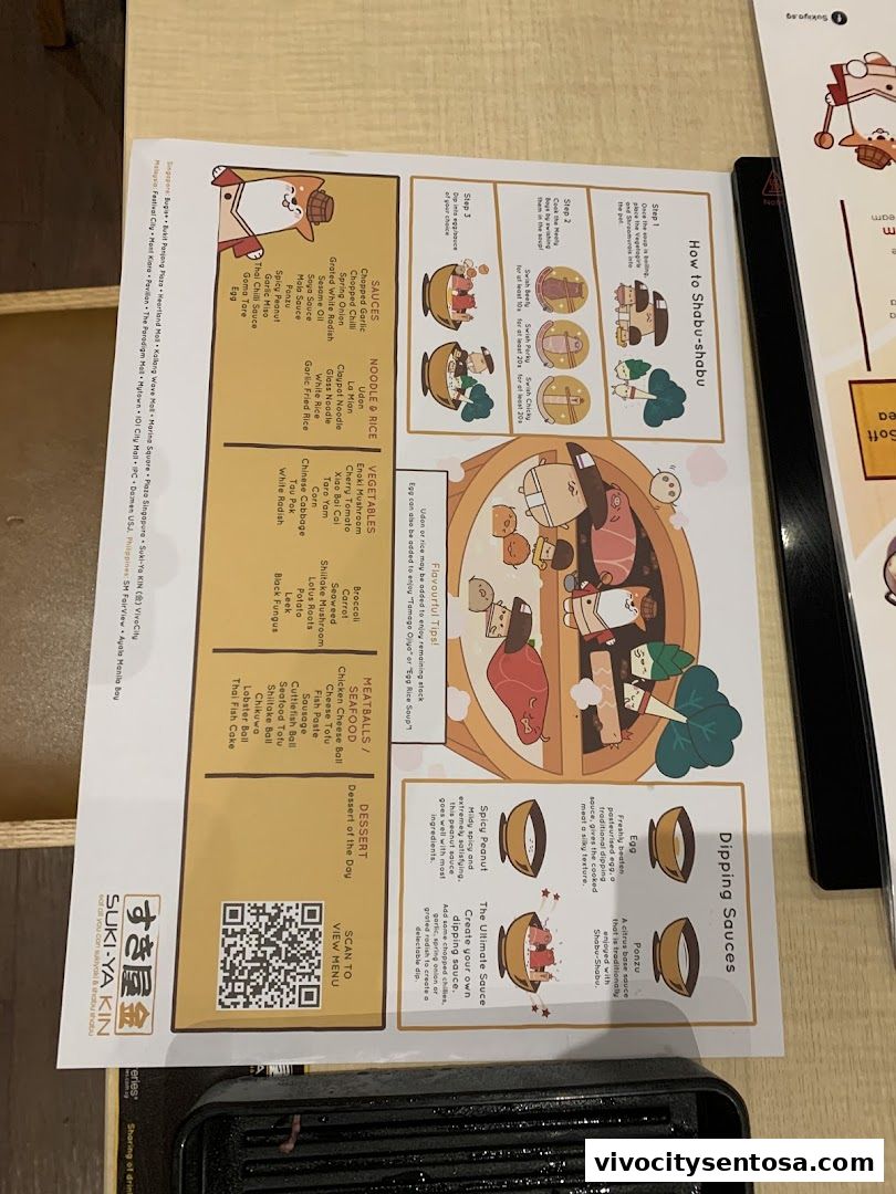 Menu page for Suki-Ya at VivoCity
